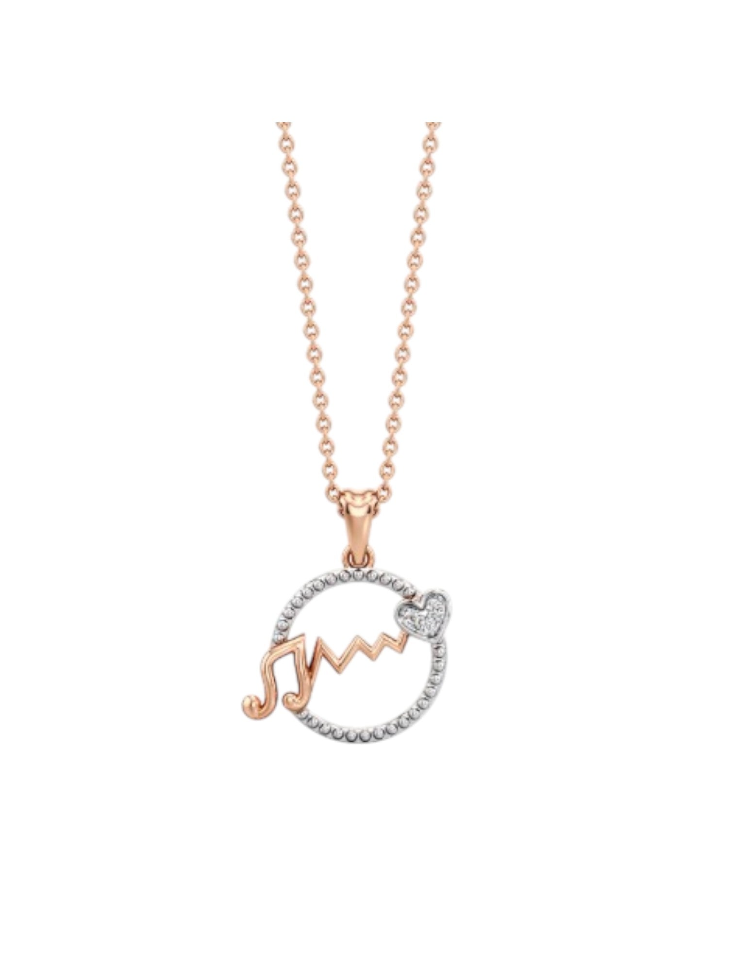 Trendy Symphony Design 925 Sterling Silver CZ Stones Rose Gold Plated Pendant With Chain For Women By Kesardeep (Copy)